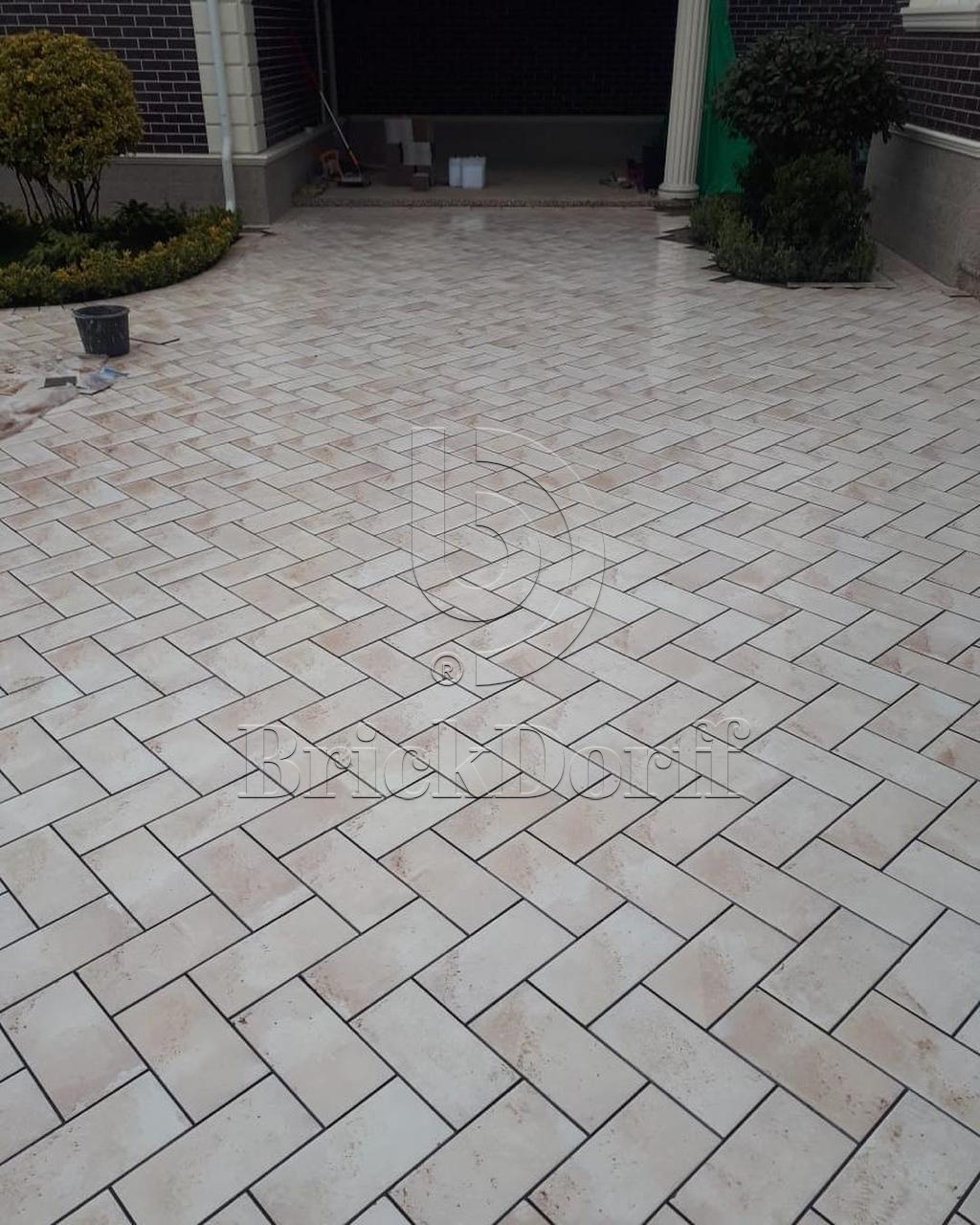 Scandiano Beige клинкерная ступень с насечками противоскользящая 300x300x11 мм