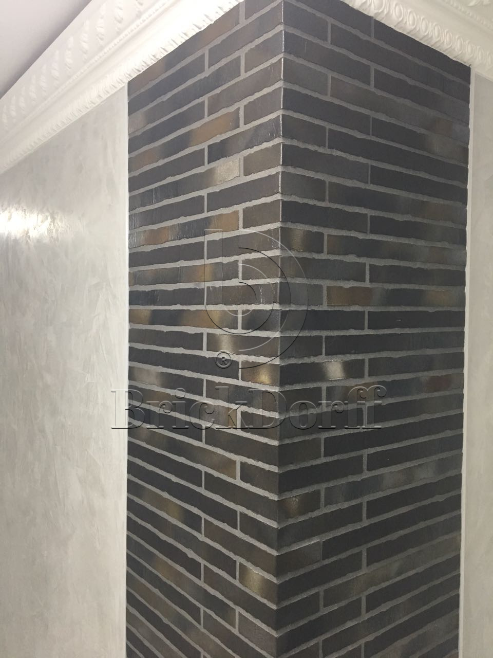 RIEGEL 50 453-siber-schwarz, 490*40*14мм Stroeher Клинкерная фасадная плитка под кирпич ригельная Langformat