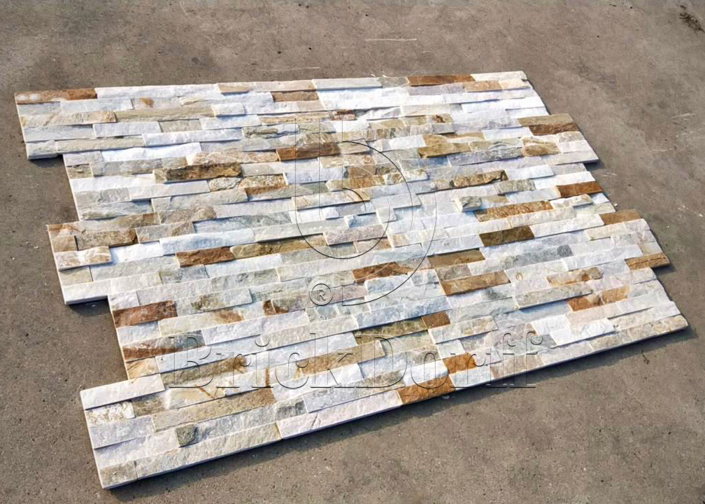 Сланец Бежевый-014 600*150*10-20 мм, натуральный камень для фасада и интерьера BD