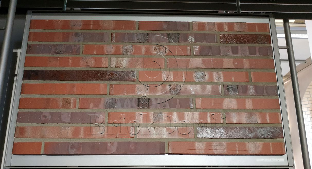 Кирпич облицовочный Клинкерный ригельный Langformat ABC 1012 Schleswig blau-bunt Kohlebrand Fußsortierung 365*115*40 мм
