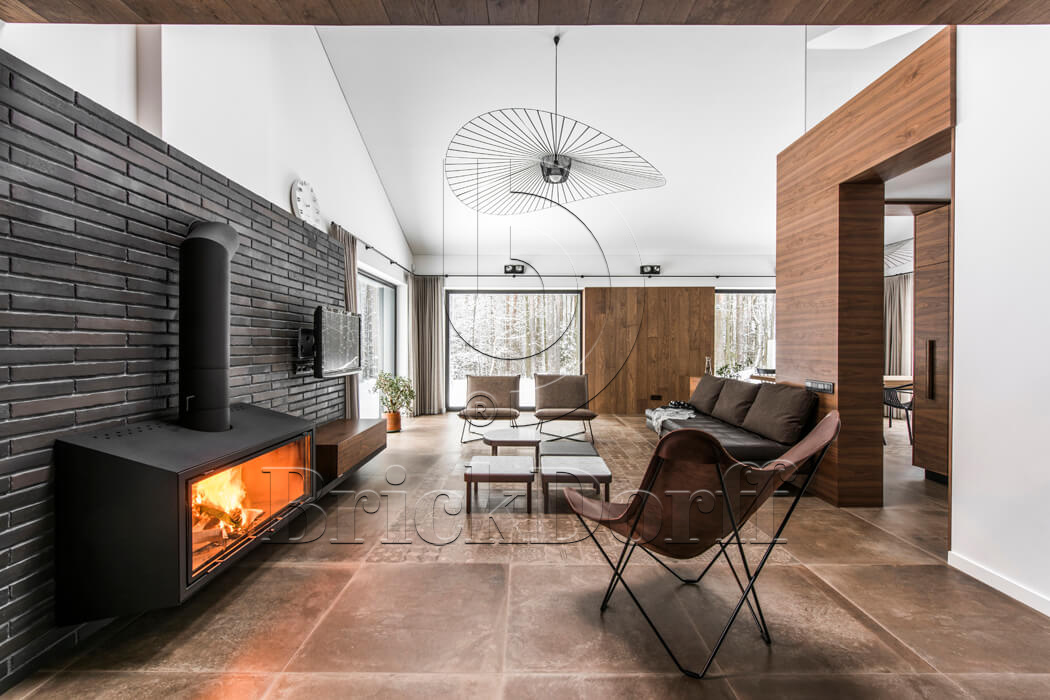 Клинкерная фасадная плитка облицовочная под кирпич Stroeher (Штроер) Glanzstueck Glanzstueck № 6 рельефная, 440*52*14 мм