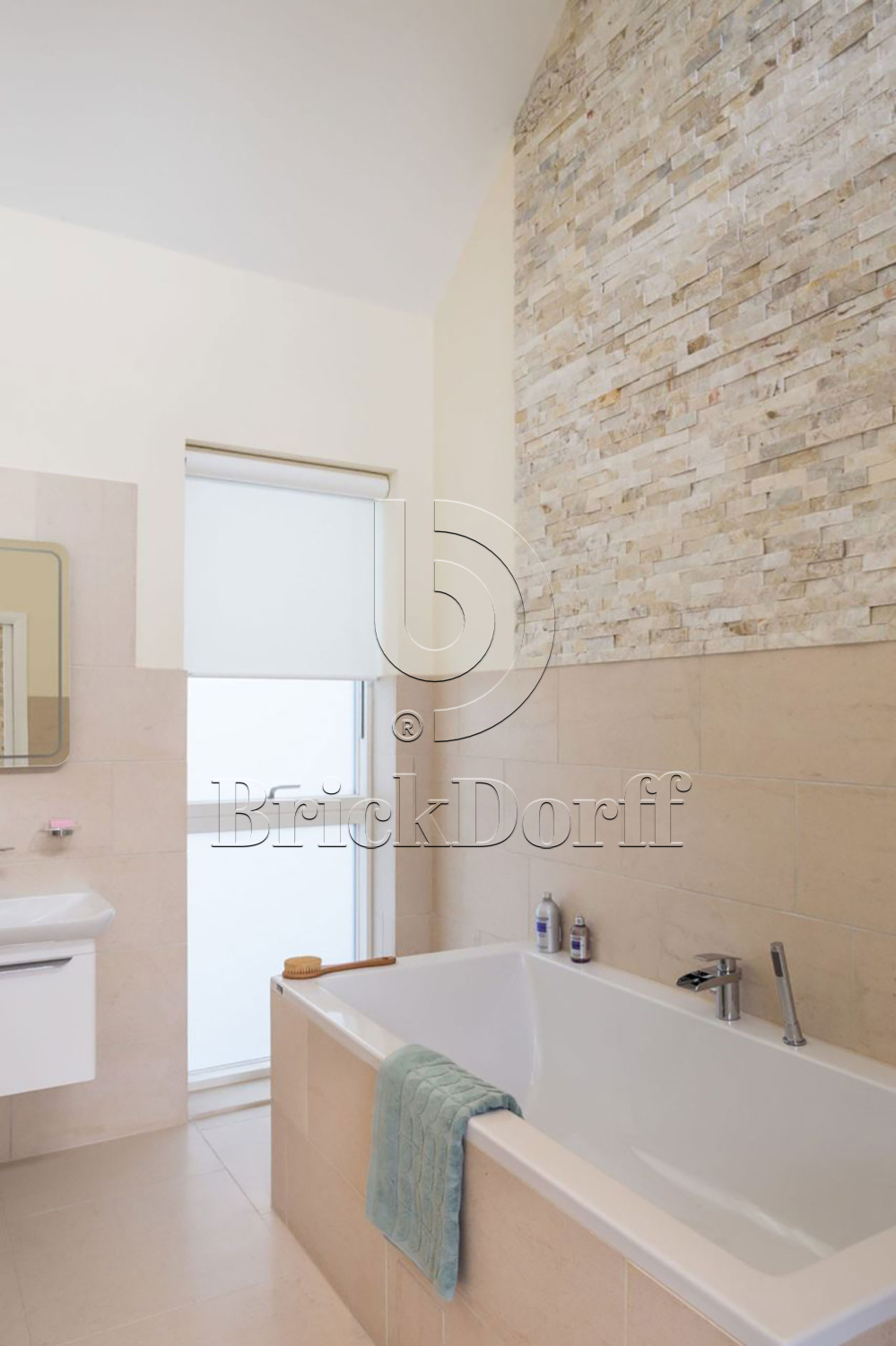 Кварцит Бежевый 600*150*10-20 мм, натуральный камень для интерьера и фасада BD