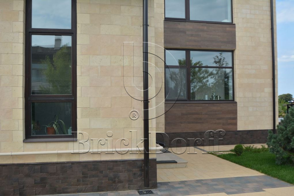 Фасадная облицовочная декоративная плитка травертин-касса 15