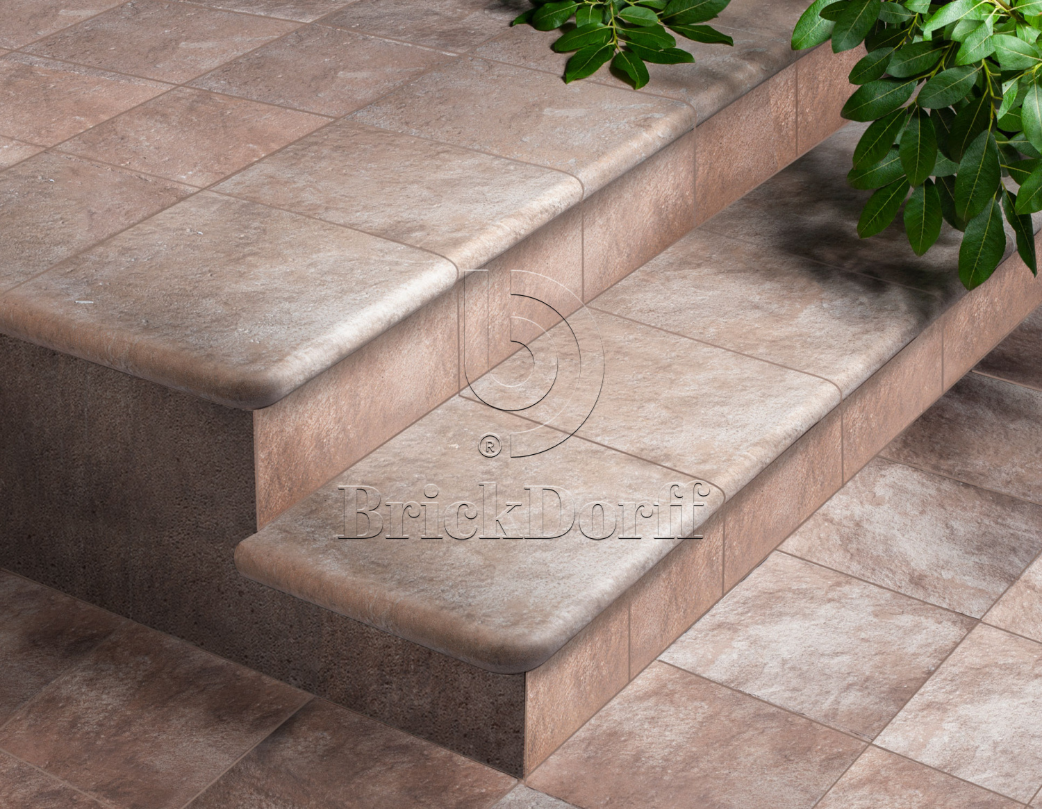 Manhattan mink Exagres 330*330*12 мм, клинкерная ступень флорентинер- с капиносом, противоскользящая