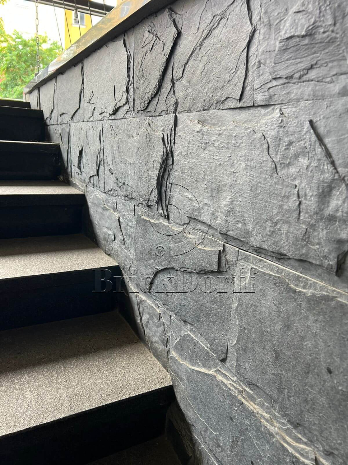 Цокольная, фасадная плитка из натурального камня - сланец,  №2 антрацит 400*200*10/20 мм