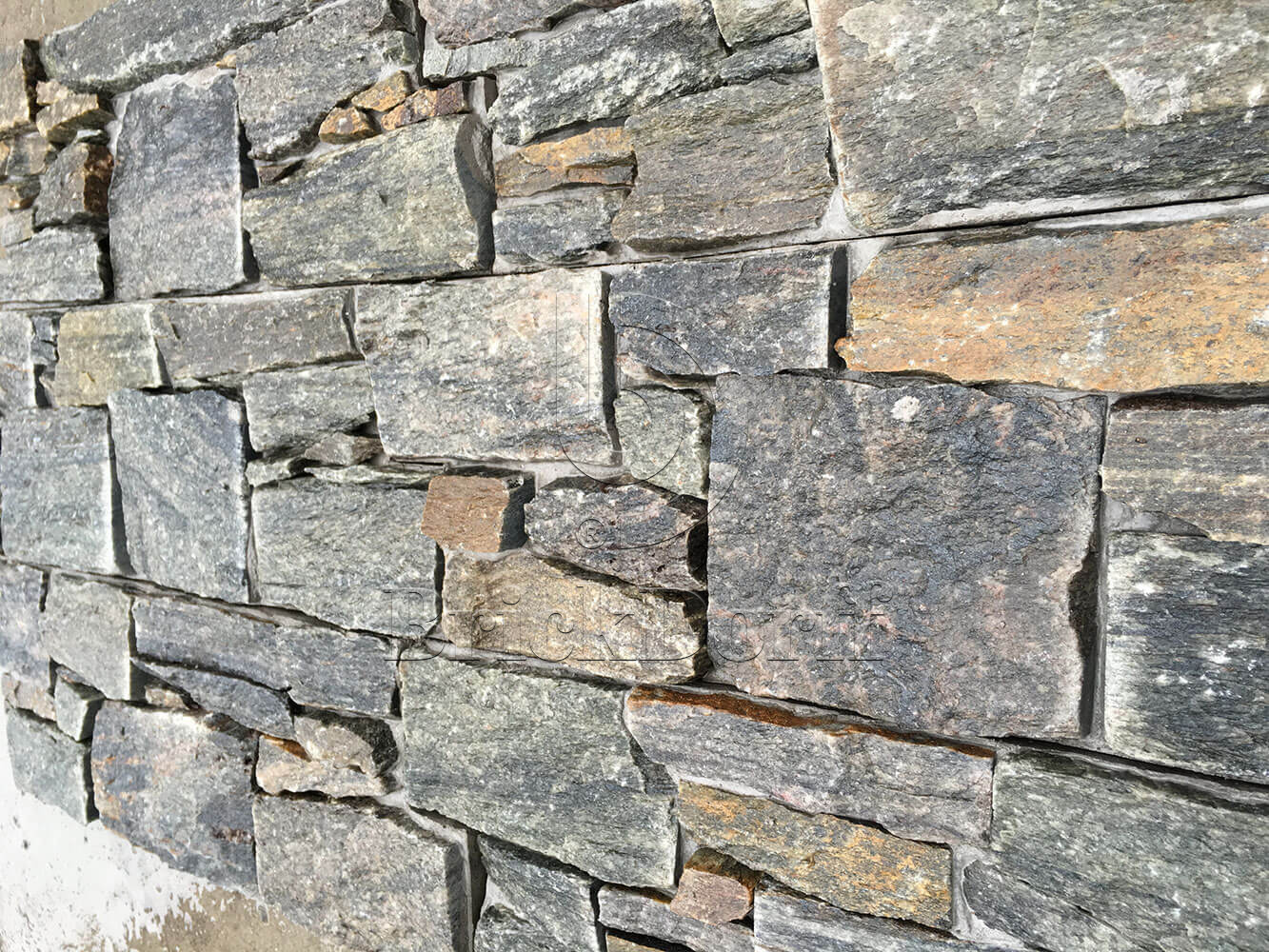 Камень грубый кварцит серо-зеленый 550*200*20\40 мм, натуральный камень для фасада и интерьера BD