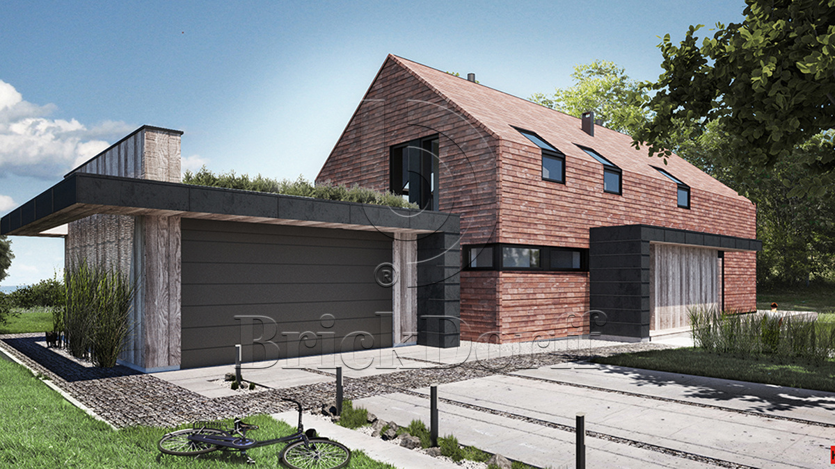 NORDIC 15 Kaminrot schwarz-besandet 365x250x30x14, ABC Клинкерная плитка для навесного вент Фасада и Кровли