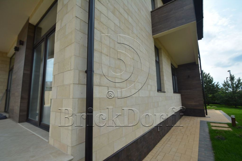 Фасадная облицовочная декоративная плитка травертин-касса 15