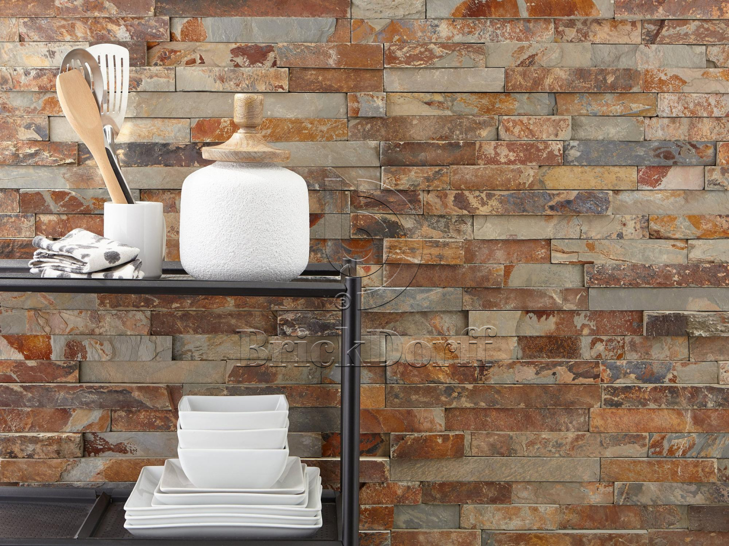 Сланец Цветной-1120 600*150*10-20 мм, натуральный камень для фасада и интерьера BD