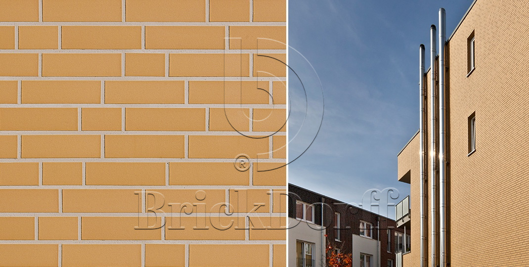 Фасадная Термопанель из пенополистирола ППС 60 мм с клинкерной плиткой Objekta Sandgelb glatt 240*71*10 мм