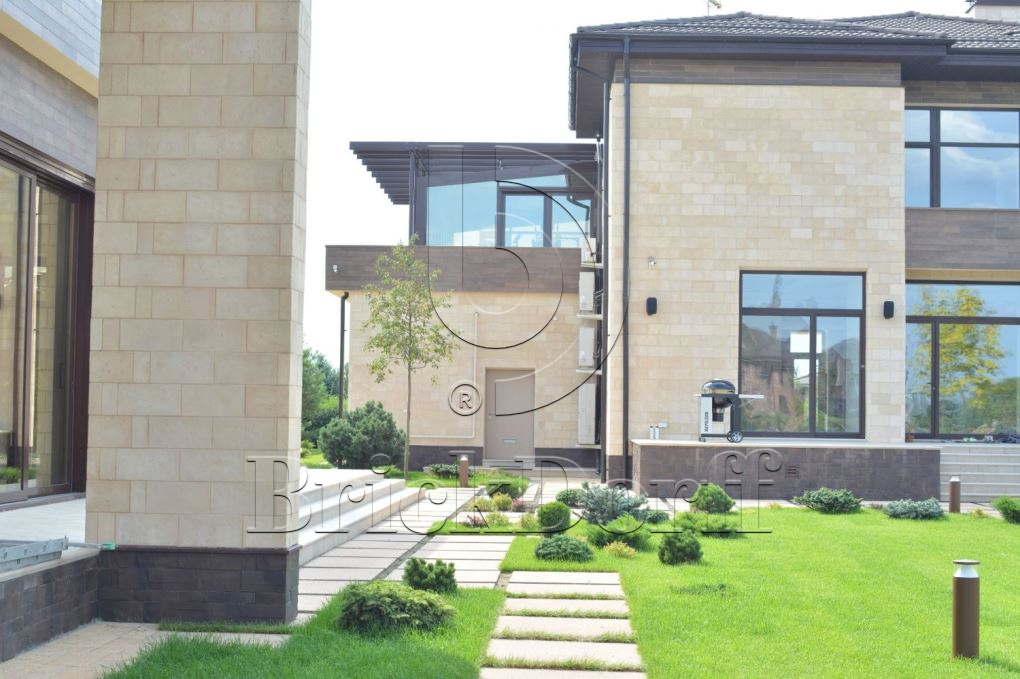 Фасадная облицовочная декоративная плитка травертин-касса 15