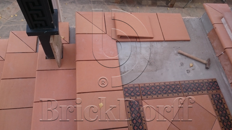 Клинкерная ступень Фронтальная противоскользящая плитка ЭкоКлинкер Natural Bordo Бордо 330*250*40*14 мм