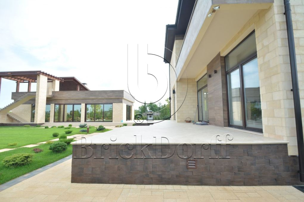 Фасадная облицовочная декоративная плитка травертин-касса 15