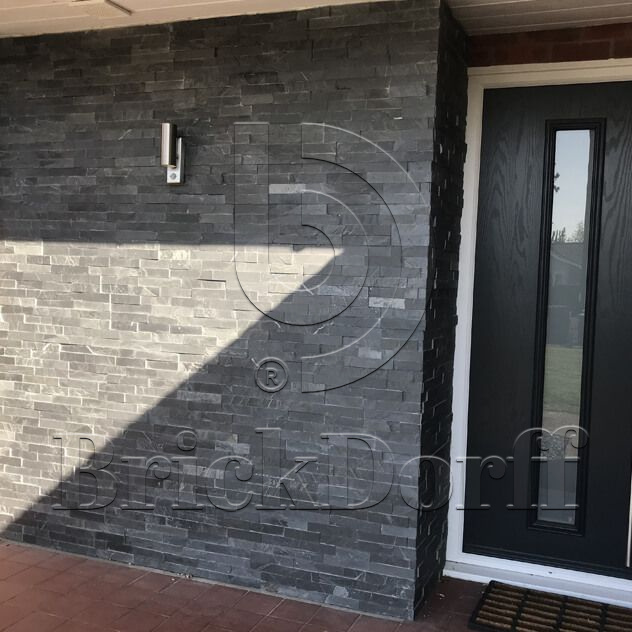 Сланец Черный-018 600*150*10-20 мм, натуральный камень для фасада и интерьера BD