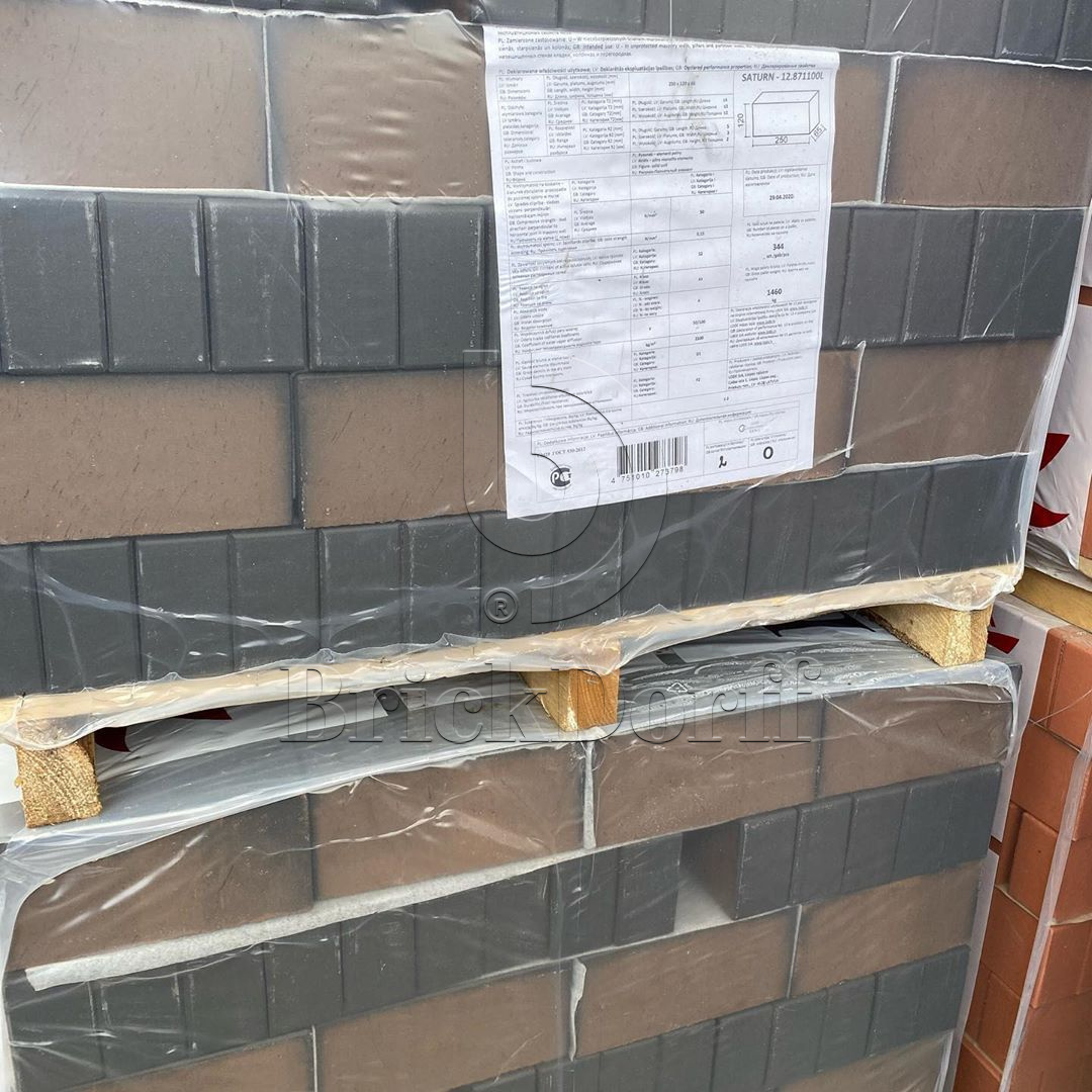 Lode SATURN гладкий, 250*85*65 мм, Печной Полнотелый Кирпич керамический темно-серый