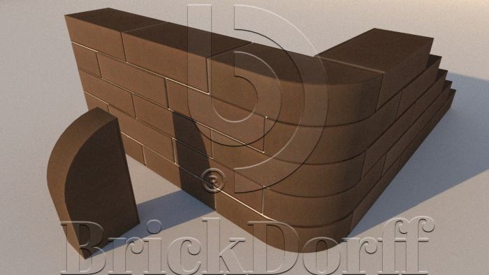 12.201117L Кирпич фигурный полнотелый Lode Brunis F17 гладкий, 250*120*65 мм