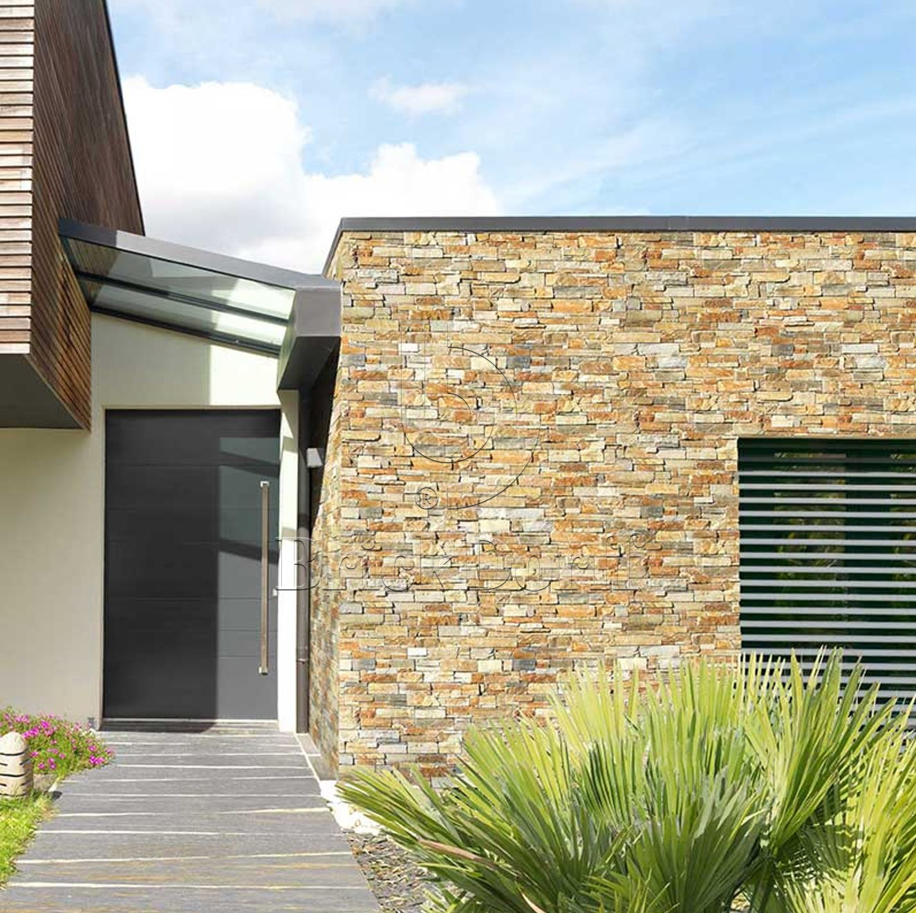 Камень грубый кварцит цветной 550*200*20\40 мм, натуральный камень для фасада и интерьера BD