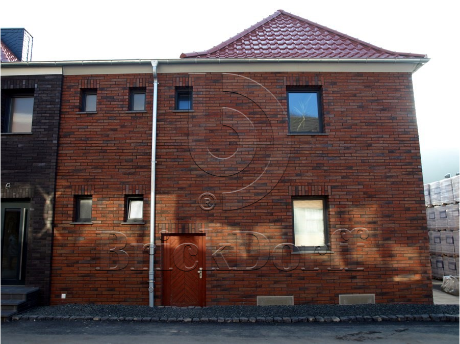 Клинкерная фасадная плитка облицовочная под кирпич Stroeher (Штроер) Zeitlos 353 eisenrost рельефная NF14, 240*71*14 мм