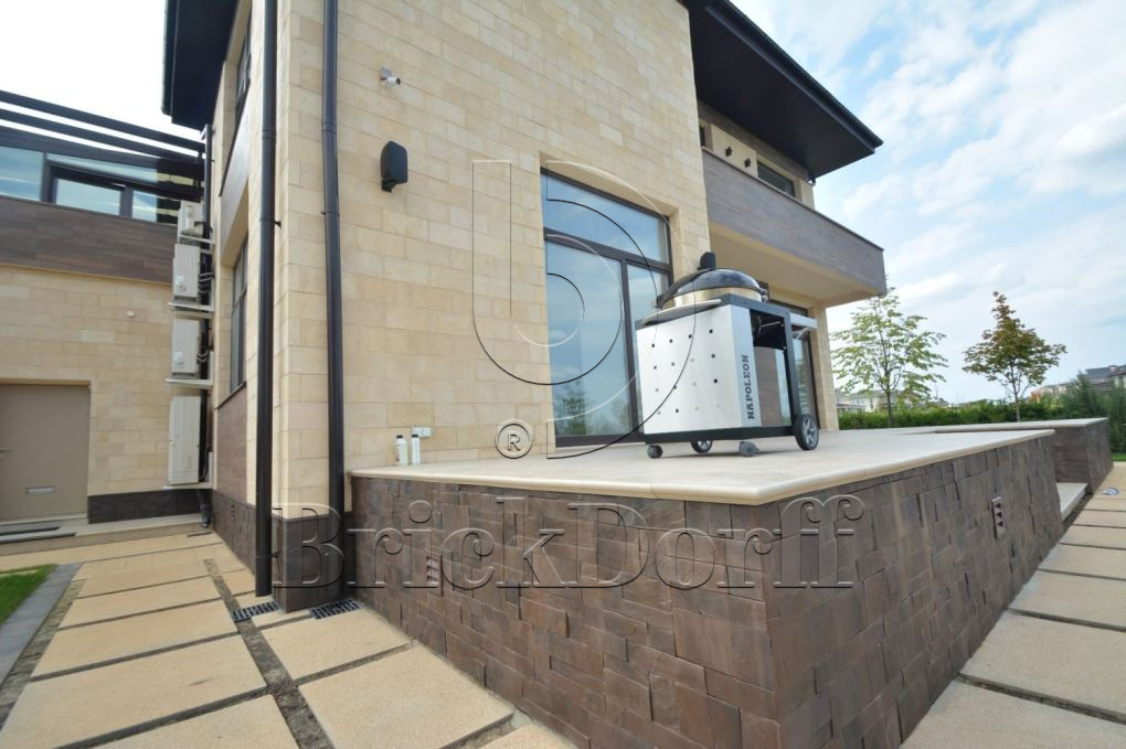 Фасадная облицовочная декоративная плитка травертин-касса 15