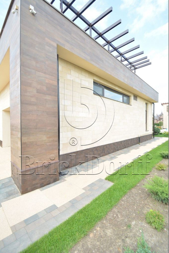 Фасадная облицовочная декоративная плитка травертин-касса 15