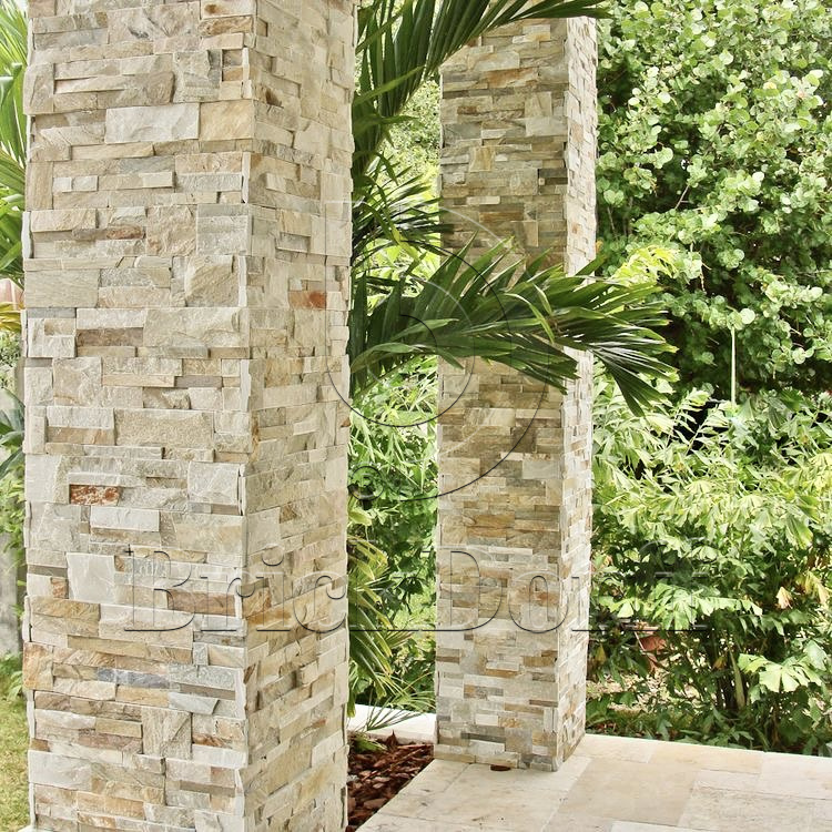 Сланец Бежевый 350*180*10\12 мм, натуральный камень для фасада и интерьера BD