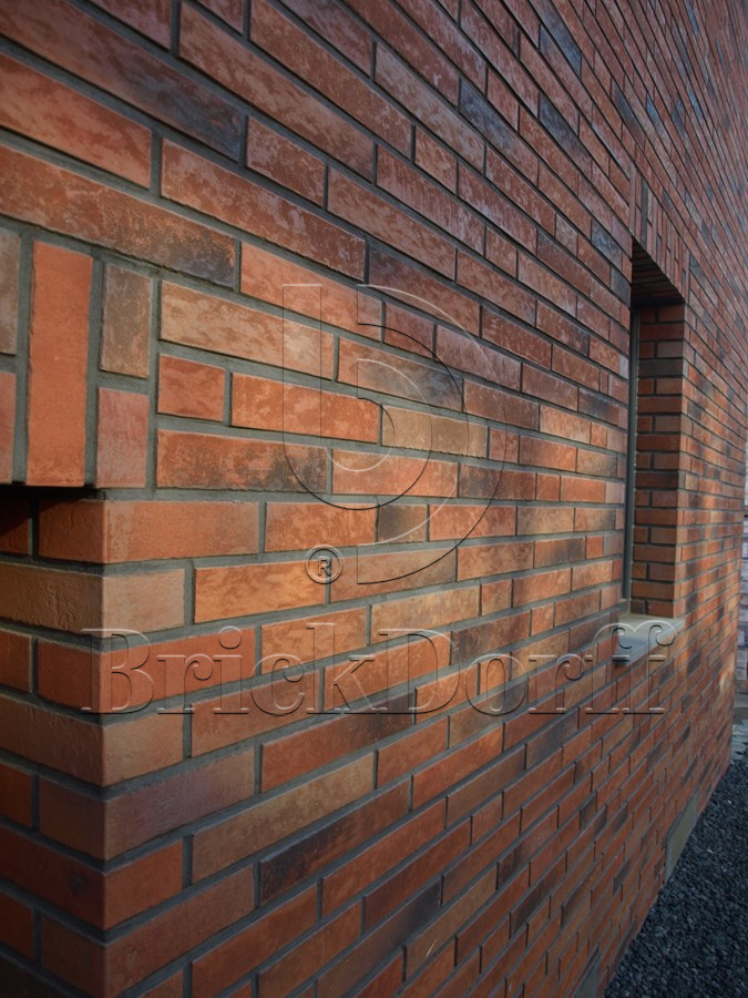 Клинкерная фасадная плитка облицовочная под кирпич Stroeher (Штроер) Zeitlos 353 eisenrost рельефная NF14, 240*71*14 мм