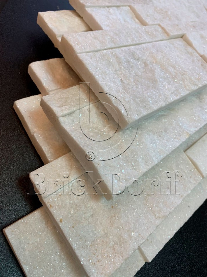 Кварцит Белый 350*180*10\20 мм, натуральный камень для интерьера BD