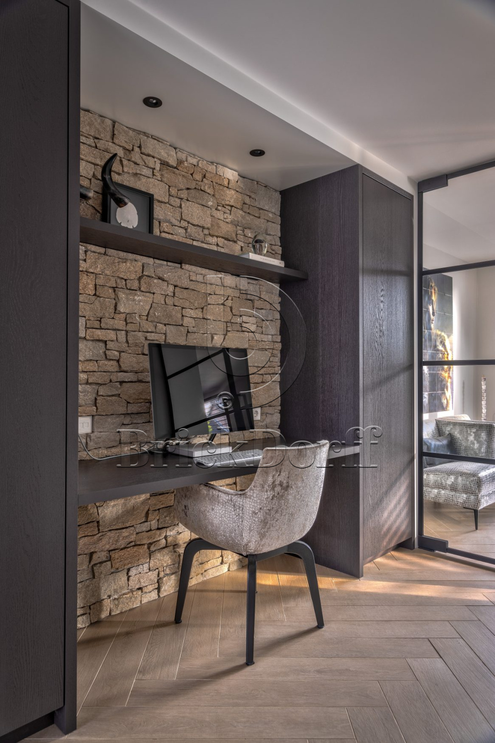 Камень грубый кварцит серо-бежевый 550*200*20\40 мм, натуральный камень для фасада и интерьера BD