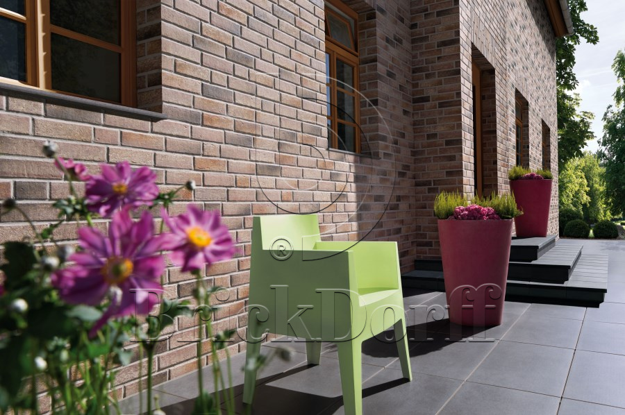 Клинкерная фасадная плитка облицовочная под кирпич Stroeher (Штроер) Zeitlos 357 backstein рельефная NF14, 240*71*14 мм