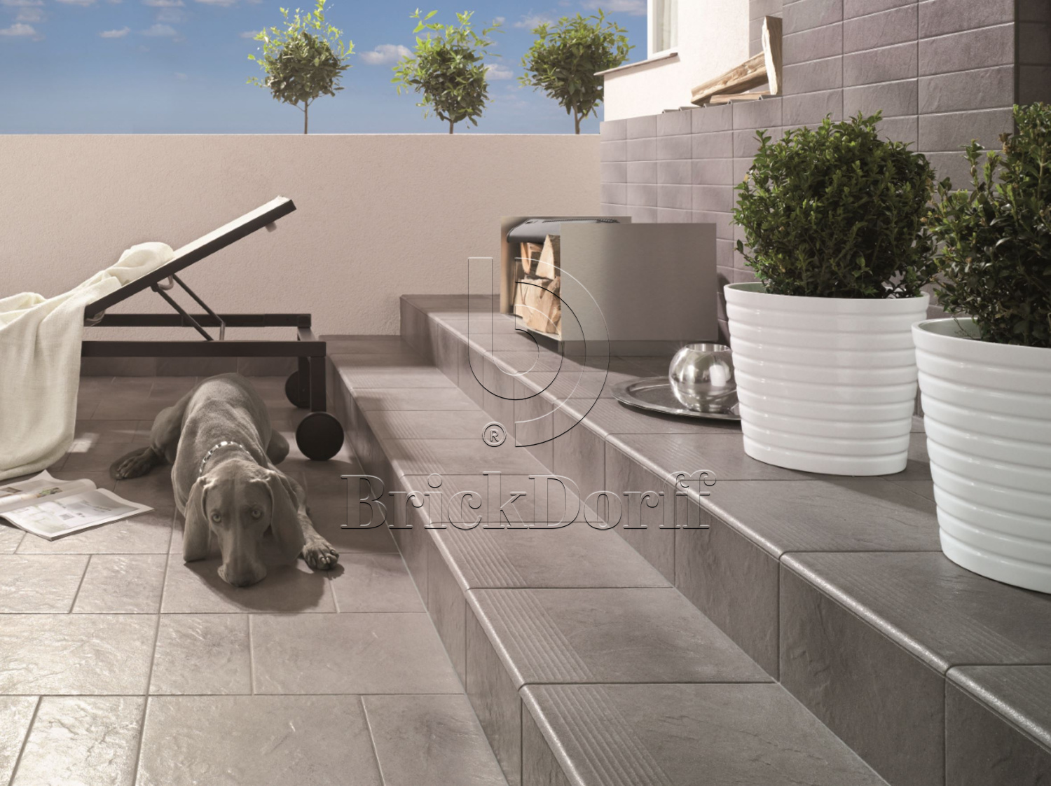 Taurus Grys клинкерная ступень с насечками противоскользящая 300x300x11 мм