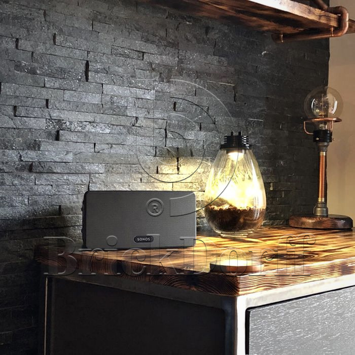 Кварцит Черный 1308H 600*150*10-20 мм, натуральный камень для интерьера и фасада BD