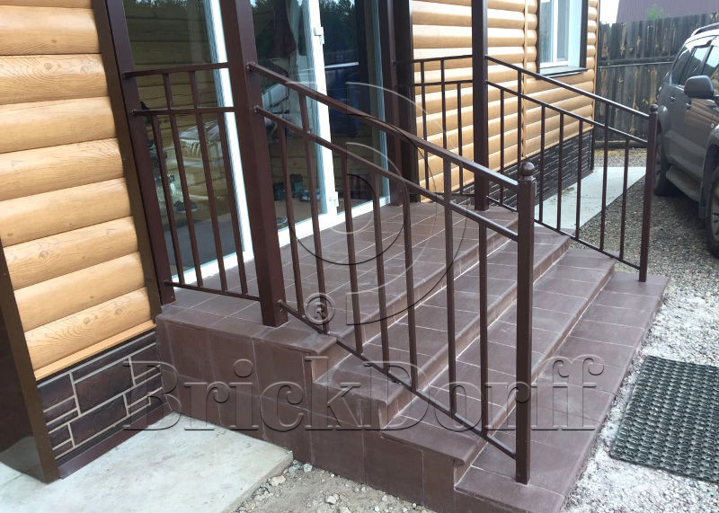 Клинкерная ступень Фронтальная противоскользящая плитка ЭкоКлинкер Natural Brown Коричневый 330*250*40*14 мм