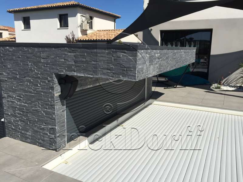 Сланец Черный-018 600*150*10-20 мм, натуральный камень для фасада и интерьера BD