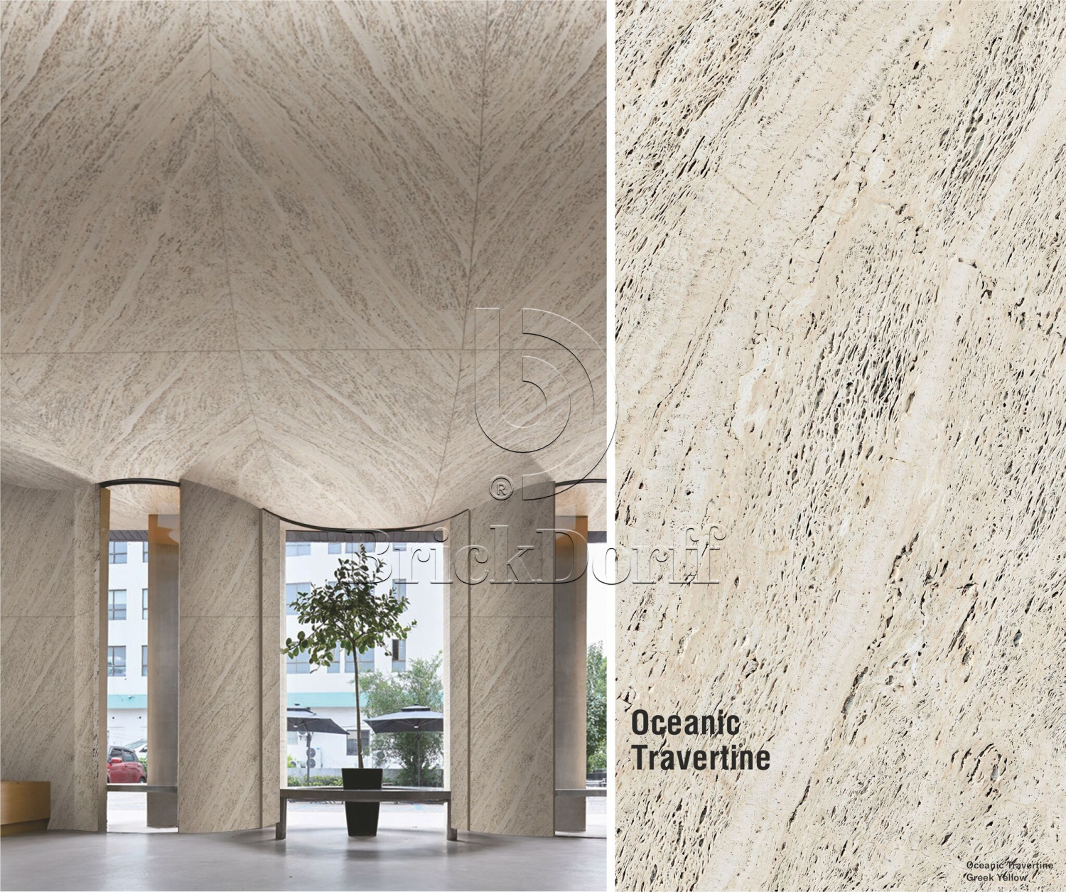 Oceanic Travertine Light Cloud Grey-2 (светло-серый травертин с естественными переходами оттенков) — гибкий камень 2800×1200 мм