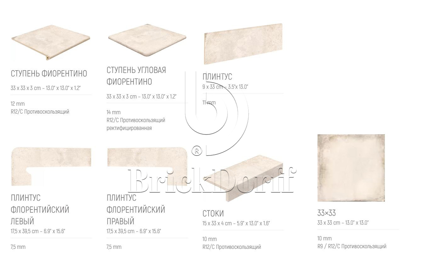 Alhamar BLANCO Exagres 330*330*12 мм, клинкерная ступень флорентинер- с капиносом, противоскользящая