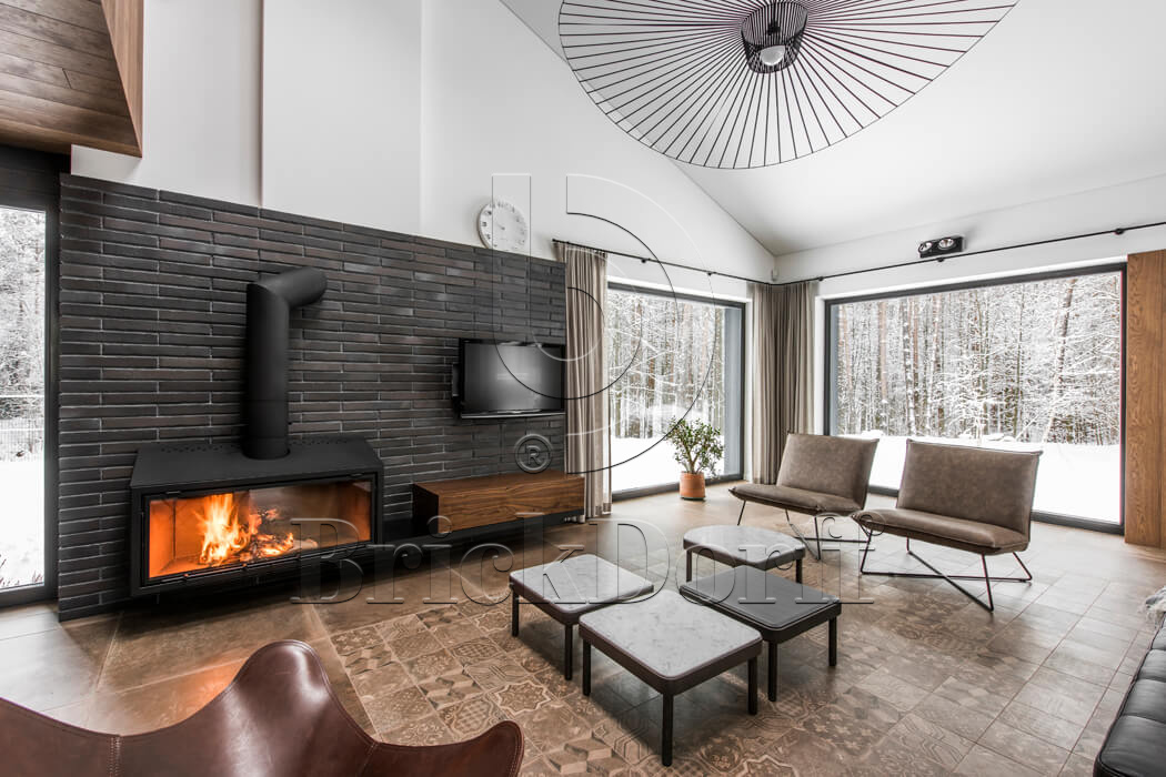 Клинкерная фасадная плитка облицовочная под кирпич Stroeher (Штроер) Glanzstueck Glanzstueck № 6 рельефная, 440*52*14 мм