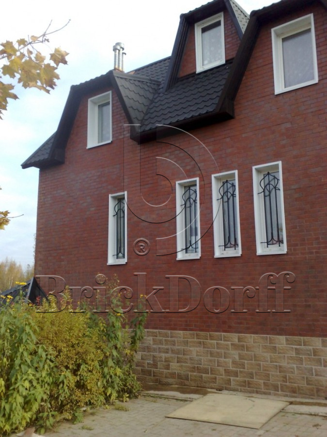 Клинкерная фасадная плитка облицовочная под камень Stroeher (Штроер) Kerabig KS 14 braun-bunt рельефная, 302*148*12 мм